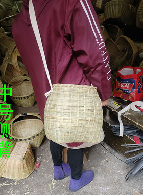 挂式采茶叶竹箩手工竹编竹制品