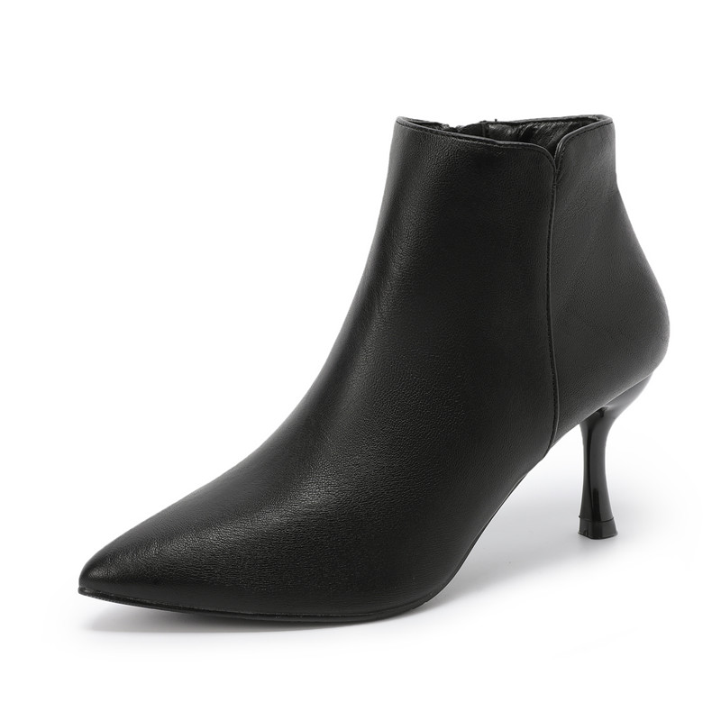 小码女鞋313233尖头细跟高跟鞋女单靴通勤工作靴大码短靴女41一43 - 图3