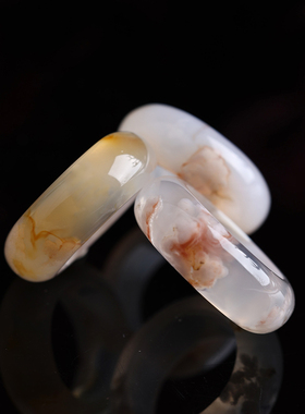 天然樱花玛瑙戒指指环