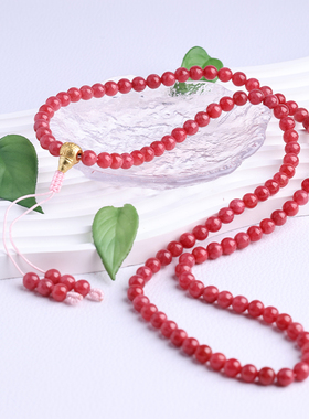 天然蔷薇辉石手链108颗佛珠项链