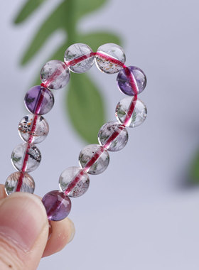 天然超七水晶手链三轮骨干手串