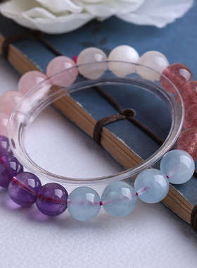 天然五色石水晶手链仙女款