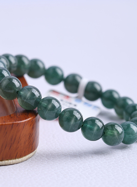天然原色绿色磷灰石猫眼手链