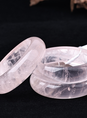 天然粉水晶手镯冰透女芙蓉石