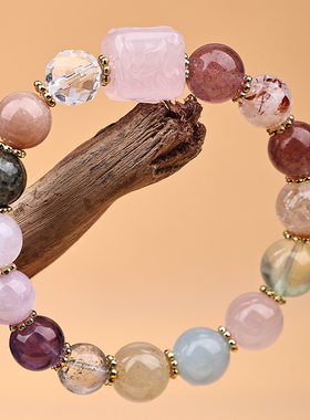 凤穿牡丹天然多宝水晶串珠