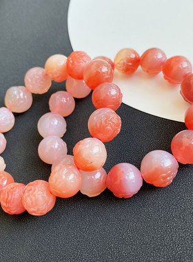 天然凤穿牡丹盐源玛瑙手链手串