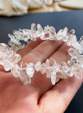 天然绚丽白水晶碎石手链净化