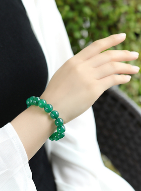 红玛瑙手链天然绿色单