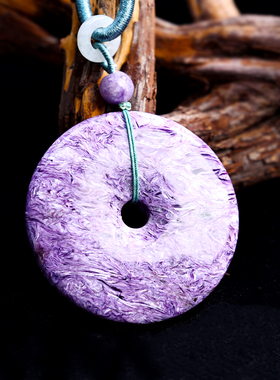 晶尧紫龙晶吊坠小圆牌女毛衣链