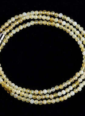 天然黄色玛瑙小米珠磁扣多圈手链