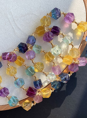 天然卡巴星方糖彩萤石