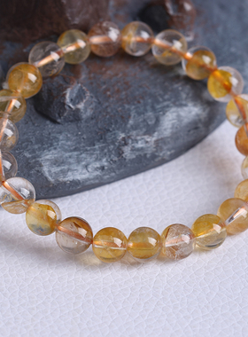 天然黄胶花水晶单圈手链