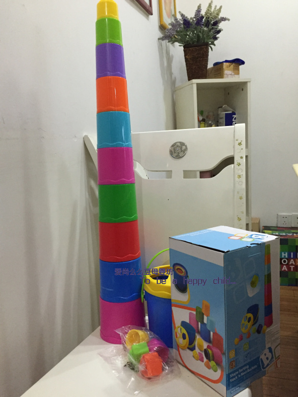 原装正品费f家启蒙积木盒层层叠认识颜色形状益智拼装球 爱尚么么豆母婴坊 淘优券