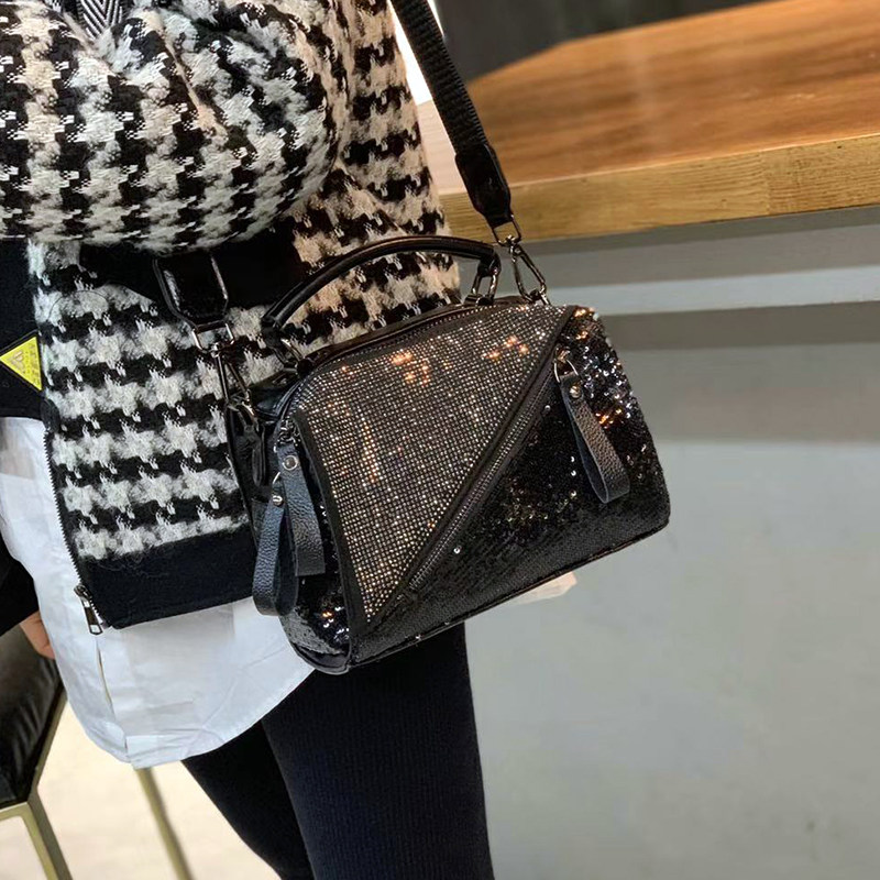 宽带烫钻手提包2020新款镶钻小方包软皮女包潮流亮片单肩包斜挎包,淘宝优惠券,粉丝福利购,淘宝优惠卷