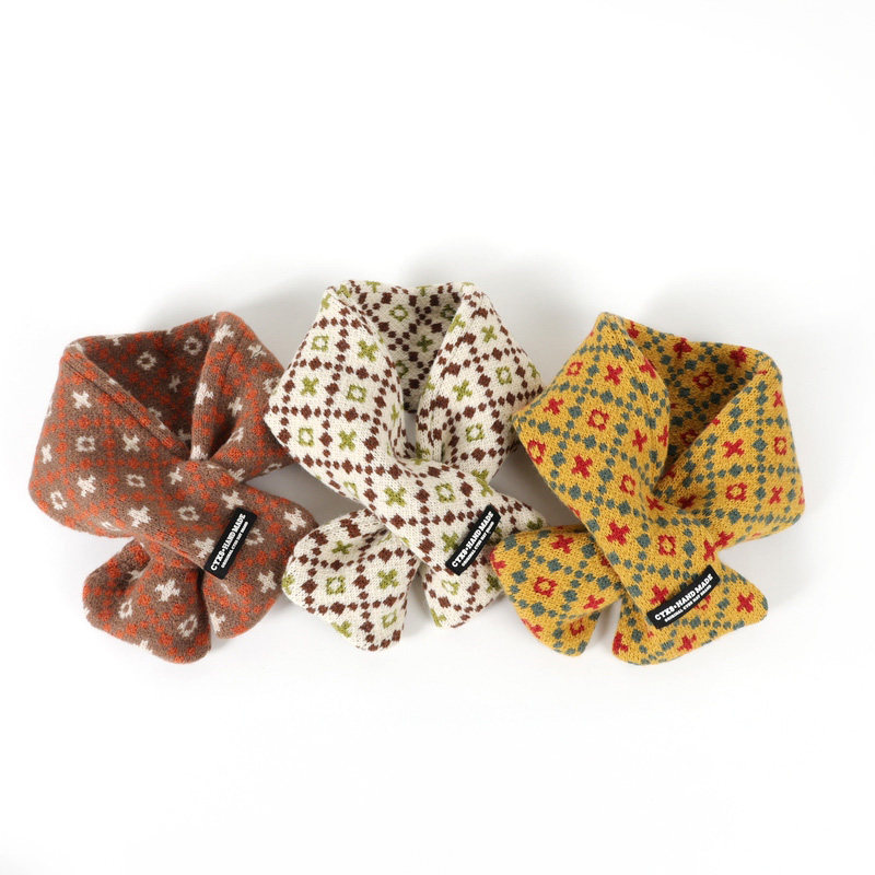 儿童围巾秋冬季男童防风针织复古格子女宝宝保暖毛线围脖加厚双层,淘宝优惠券,粉丝福利购,淘宝优惠卷