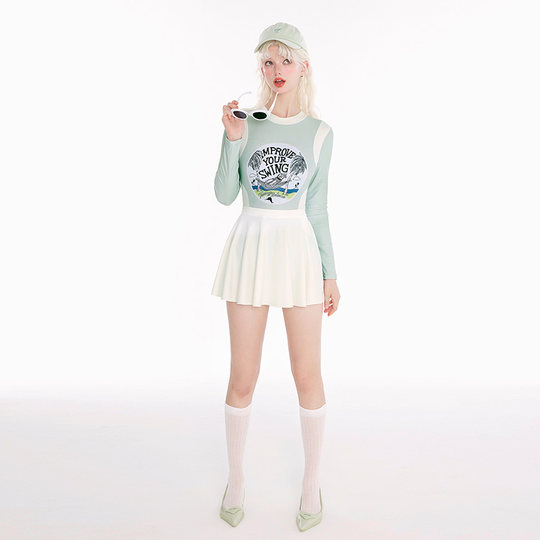 Langärmliger Badeanzug für amerikanische Retro-Mädchen