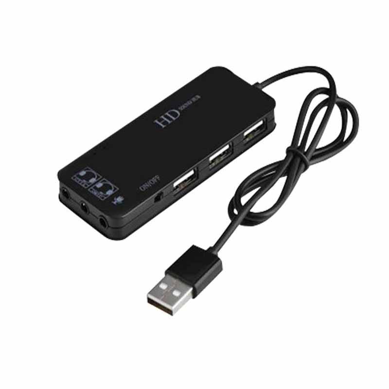 新品USB71声卡hub电脑外置鼠标键盘摄像头耳机麦克风2声道扩展-图0