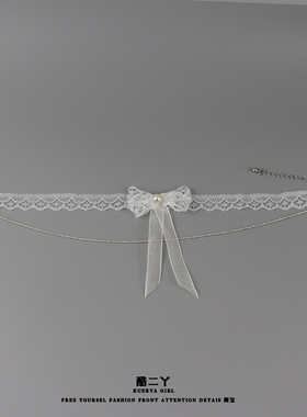 超仙甜妹纯欲风蝴蝶结项链女颈带