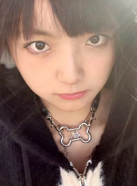 男女小狗骨头项链亚文化项圈长款