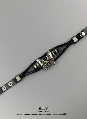 复古暗黑蝴蝶手链编织手绳手环