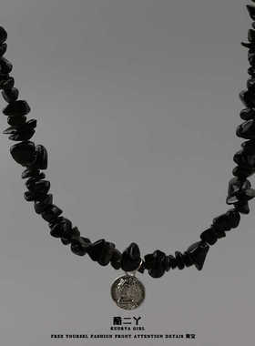 黑色荆棘颈链高级感项链复古链