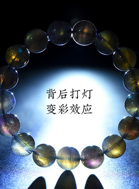 久雅水晶 天然黑体月光石圆珠手链 黑色拉长石散珠手串 厂家直销