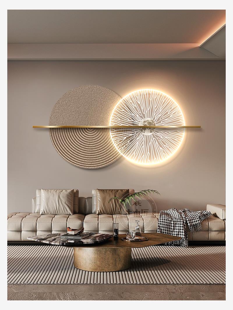 现代轻奢客厅装饰画极简抽象沙发背景墙挂画高级感大气立体壁饰灯 - 图2