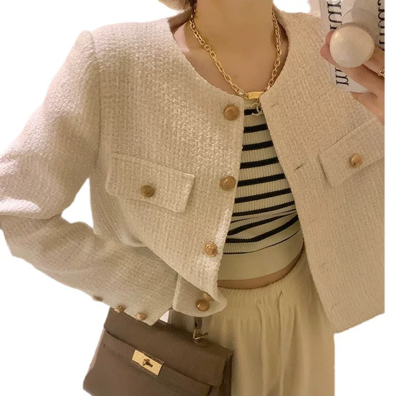 Короткая осенняя куртка, стиль Chanel, французский стиль