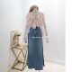 ເສື້ອຢືດ tencel chiffon ສີບົວ floral super fairy ruffled