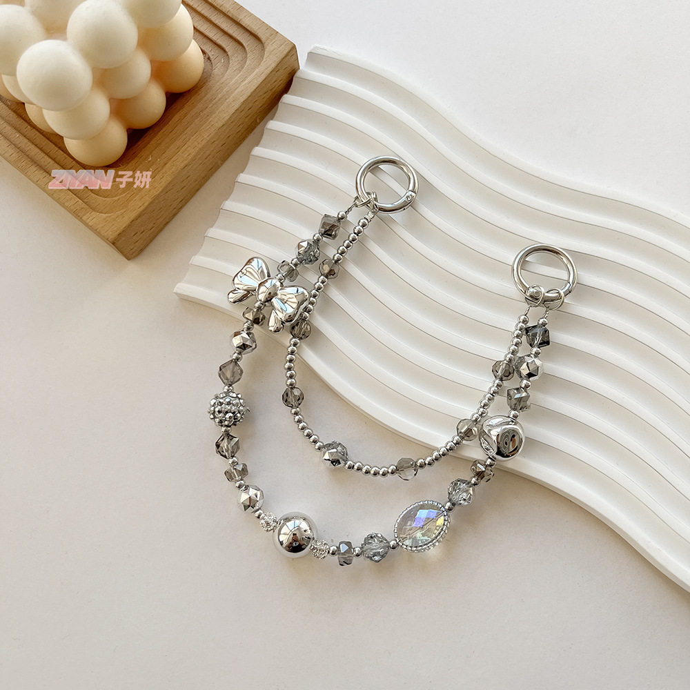 Clove甜酷女孩手机链短款ins手腕挂绳银色双层手机壳绳甜美钥匙链,淘宝优惠券,粉丝福利购,淘宝优惠卷