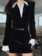 Velvet shirt dress design black hip-covered skirt