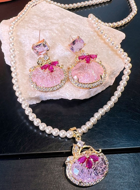 帕拉伊帕蓝冰法式甜美优雅耳饰项链冰花锆时尚小众S925耳钉26秘境