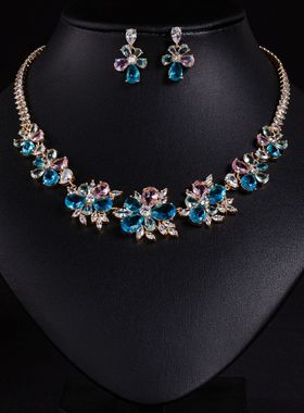 闪钻栀子花项链东方美学复古典雅银色花朵锁骨链高级感吊坠颈链女