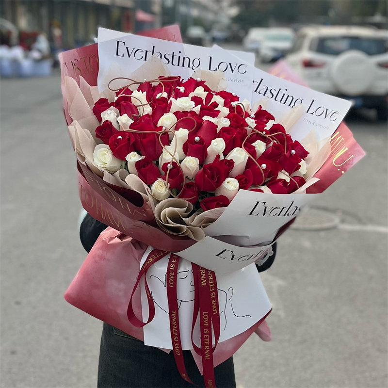 西安鲜花花店同城速递99枝红玫瑰白玫瑰求婚表白纪念日大花束配送_虎窝淘