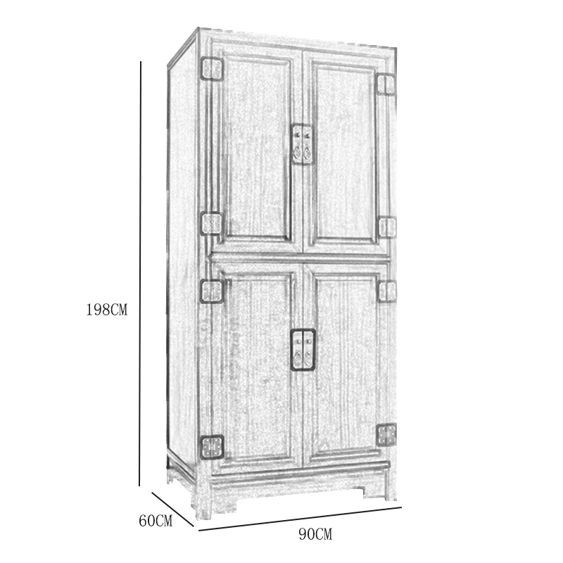 香樟木实木衣柜四门衣橱平开门整体大衣柜原木实木家具全樟木家具