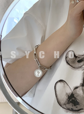 欧美风双层土酷蹦迪硬币手链包邮