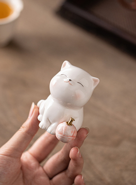 可爱治愈系猫咪摆件陶瓷小猫线香插香托香座书房桌面茶室檀香香薰