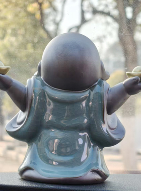 陶瓷招财弥勒佛可养茶宠摆件