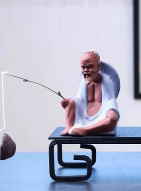 创意陶瓷人物姜太公鱼缸家居摆件