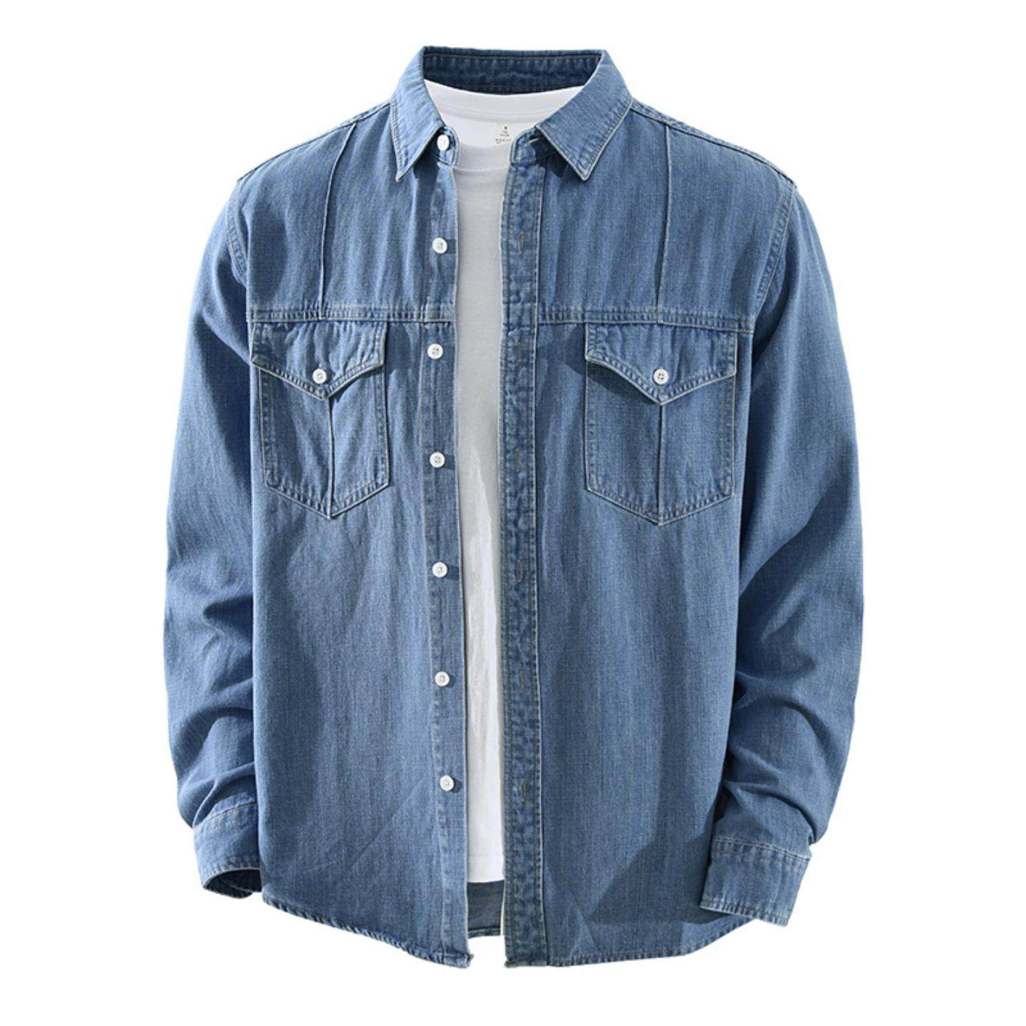 7957日系牛仔潮流长袖衬衫男士时尚百搭文艺休闲牛仔衬衫宽松上衣,淘宝优惠券,粉丝福利购,淘宝优惠卷