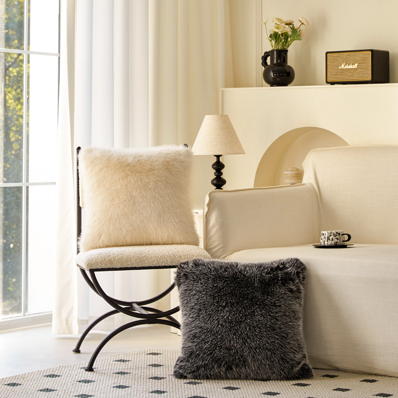 狐狸毛绒抱枕雪尼尔高级感客厅沙发靠垫大靠背床头腰靠枕套不含芯,淘宝优惠券,粉丝福利购,淘宝优惠卷