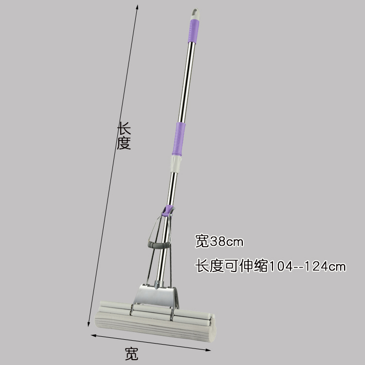 新艺海绵大拖把滚轮式挤水伸缩胶棉拖把家用不锈钢吸水拖布免手洗 - 图3