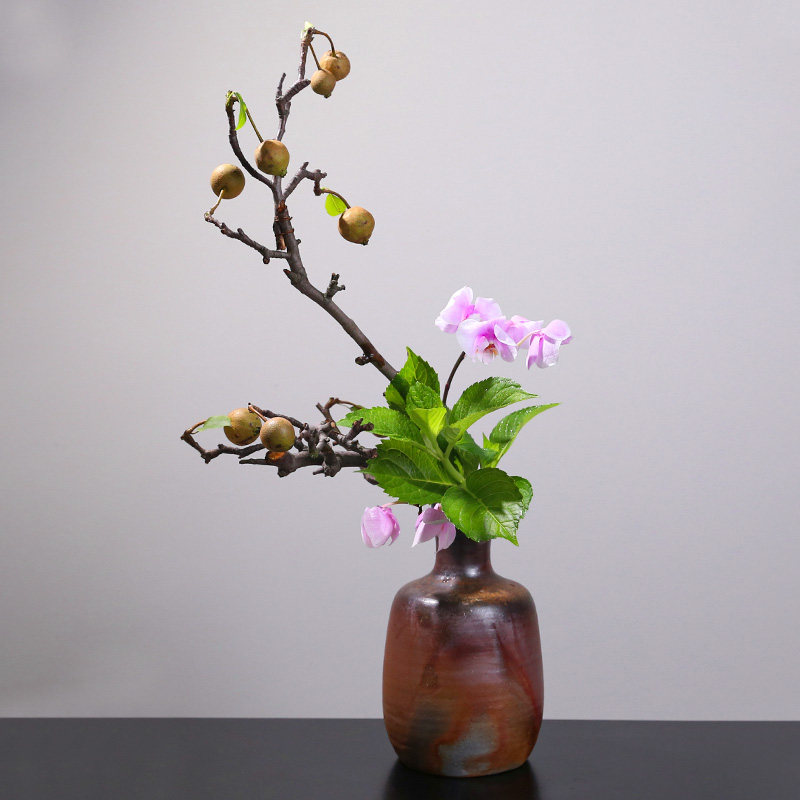 日本九谷烧回流陶瓷花器陶器插花器皿禅意轻奢复古大花瓶插花底座