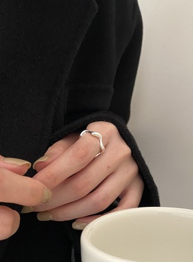 s925银韩国简约波浪戒指叠戴饰品