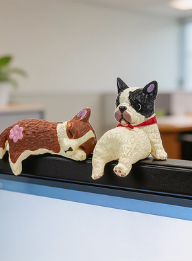 跨境5只小狗摆件家居装饰品显示器边缘装饰办公室桌面小摆设diy