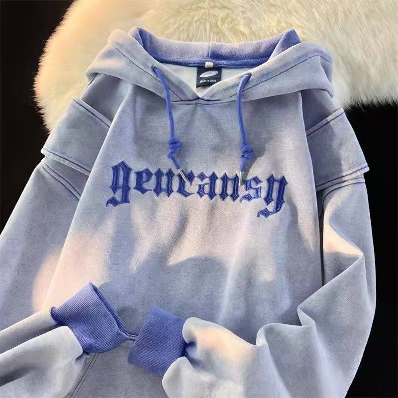 加绒美式复古大码刺绣字母卫衣男女小众宽松街头复古oversize情侣,淘宝优惠券,粉丝福利购,淘宝优惠卷