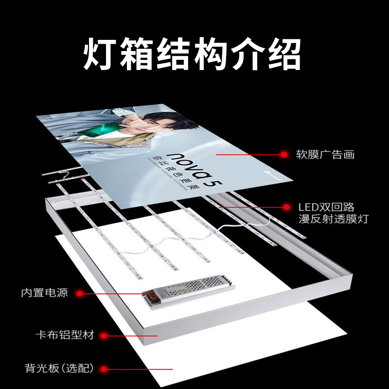 uv软膜无边框卡布灯箱发光广告牌户外小吃车室内定制挂墙式天花板 - 图2