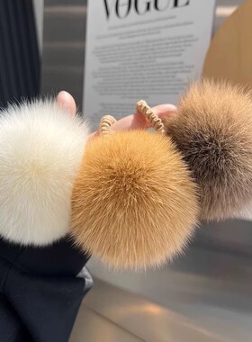 简约狐狸毛球发圈高级感