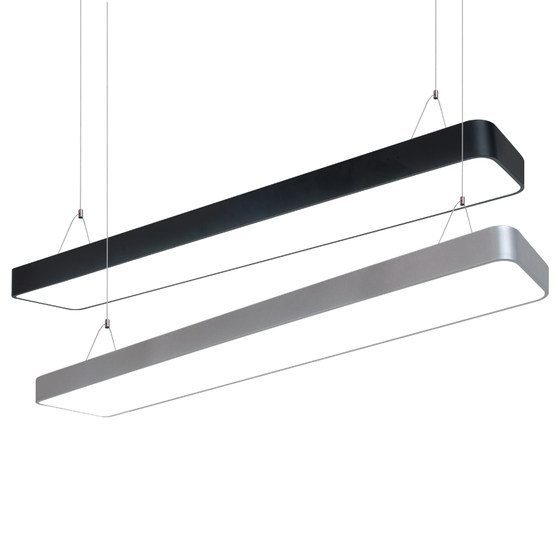 Led strip lamp office chandelier ceiling lamp hanging wire flat rectangular classroom supermarket rounded corner office lamp