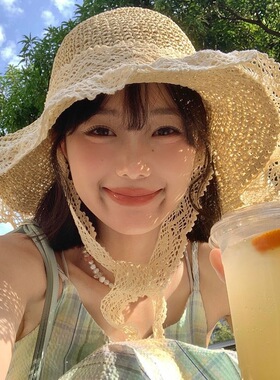 蕾丝花边沙滩帽草帽女夏季